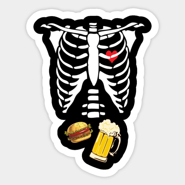 Beer Hamburger Skeleton Tee Pregnancy Costume Halloween Sticker by ChristianCrecenzio